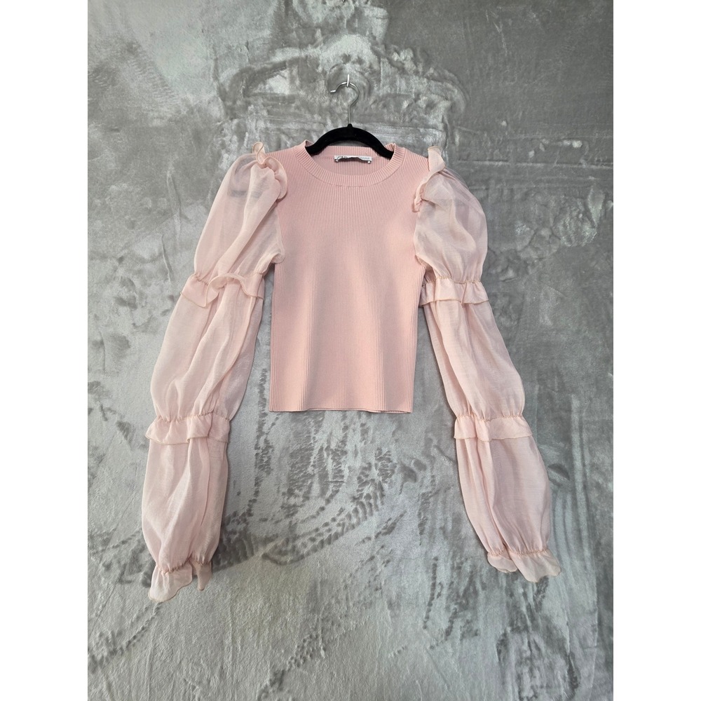 Zara Pale Pink Puff Sleeve Blouse